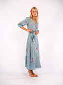 Nimo with Love Skirts Chervil Skirt in Ocean and Flower Embroidery