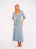 Nimo with Love Skirts Chervil Skirt in Ocean and Flower Embroidery