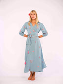 Nimo with Love Skirts Chervil Skirt in Ocean and Flower Embroidery