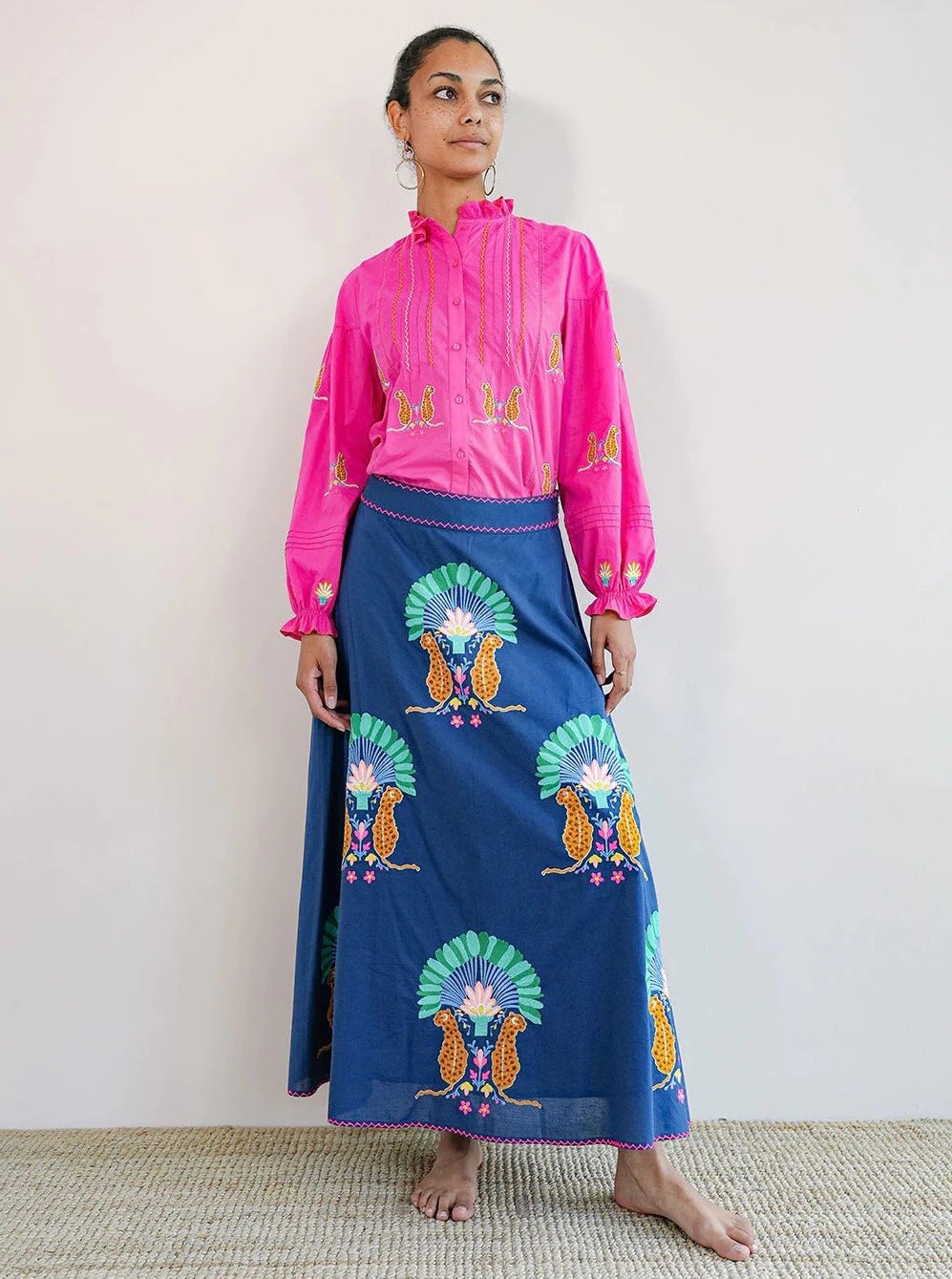 Nimo with Love Skirts Lantana Skirt in Navy / Leo Embroidery