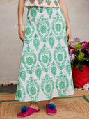 Nimo with Love Skirts Lantana Skirt in White / Green Ornament Embroidery