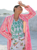 Nimo with Love Top Angelica Blouse in White/ Green Ornament Embroidery