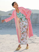 Nimo with Love Top Angelica Blouse in White/ Green Ornament Embroidery