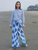 Nimo with Love Top Broom Blouse in White & Blue Stripes