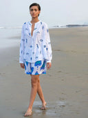 Nimo with Love Top Columbia Blouse in White with Seaworld Embroidery