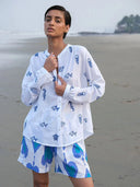 Nimo with Love Top Columbia Blouse in White with Seaworld Embroidery