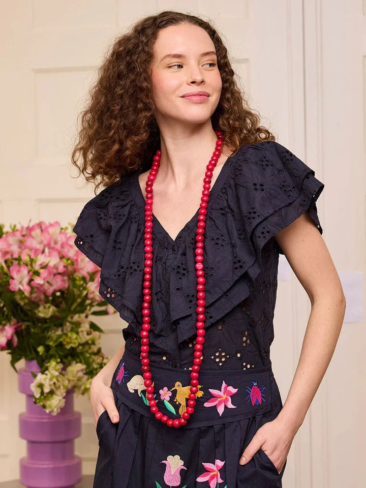 Nimo with Love Top Sweet Pea Blouse in Navy Lace