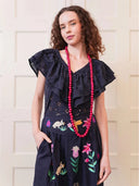 Nimo with Love Top Sweet Pea Blouse in Navy Lace