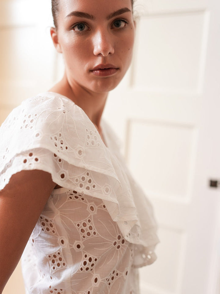 Nimo with Love Top Sweet Pea Blouse in White Lace