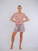 Nimo with Love Top Yerba Buena Blouse in Dotty Mustard and Peony Embroidery