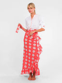 Soapwort Blouse in White w/ Red Shells Embroidery