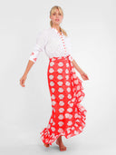Soapwort Blouse in White w/ Red Shells Embroidery