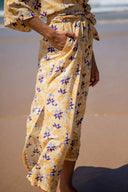 Odile Dress Bianca Wrap Kimono in Yellow Bird