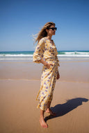 Odile Dress Bianca Wrap Kimono in Yellow Bird