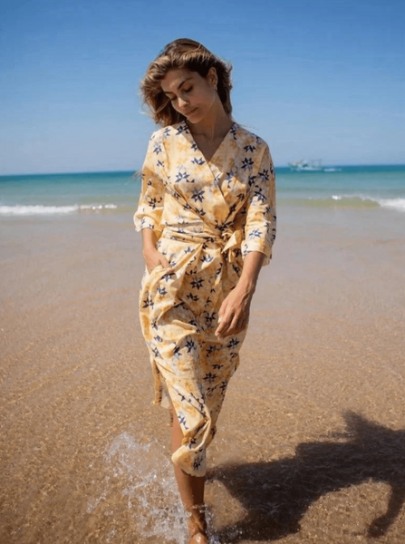 Bianca Wrap Kimono in Yellow Bird S1 / Yellow