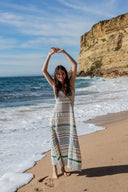 Odile Dress Josefin Halter Dress in Green Stripes