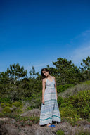 Odile Dress Josefin Halter Dress in Green Stripes