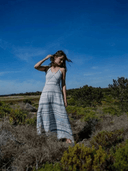 Odile Dress Josefin Halter Dress in Green Stripes