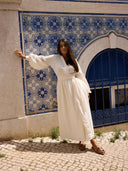 Odile Dress Simona Cross-Chest Dress in Off White Jacquard