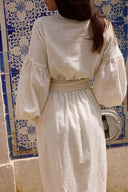 Odile Dress Simona Cross-Chest Dress in Off White Jacquard