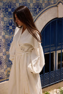 Odile Dress Simona Cross-Chest Dress in Off White Jacquard