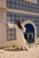 Odile Dress Simona Cross-Chest Dress in Off White Jacquard