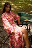 Odile Dress Simona Cross-Chest Dress in Pink Flowers