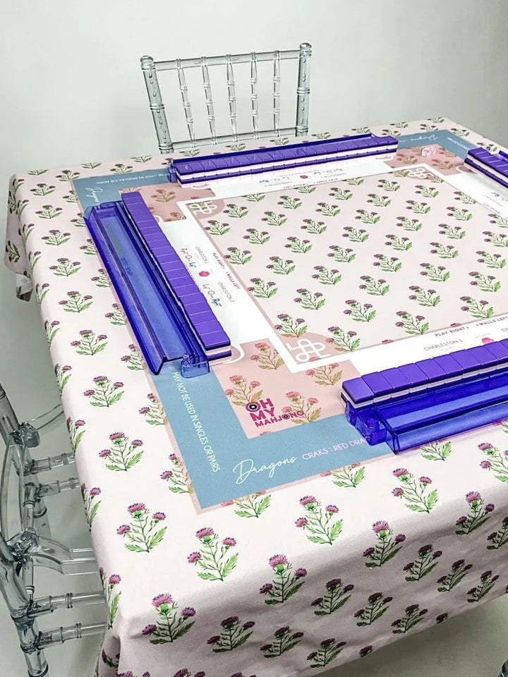 Oh My Mahjong Mahjong Tablecloth Purple Thistle Instructional Mahjong Tablecloth