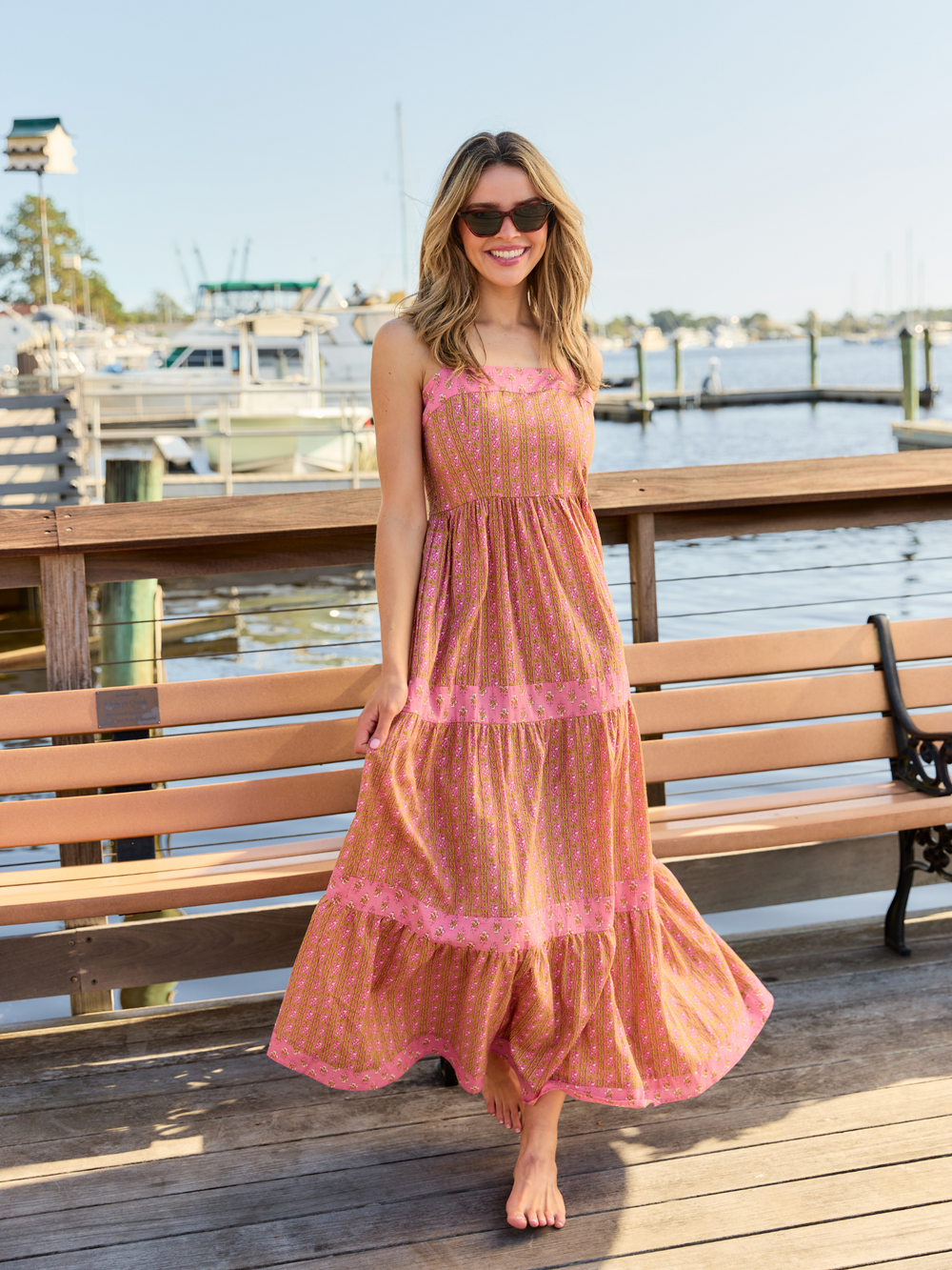 Olive Workshop Dress The Mallorca Maxi | Pink Stripe w/ Pink Buti