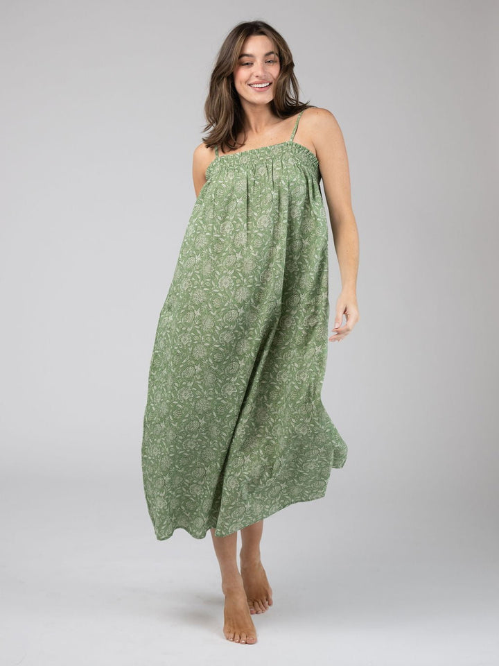 Olive Workshop | The Label Dress The Montauk Maxi | Green Garden