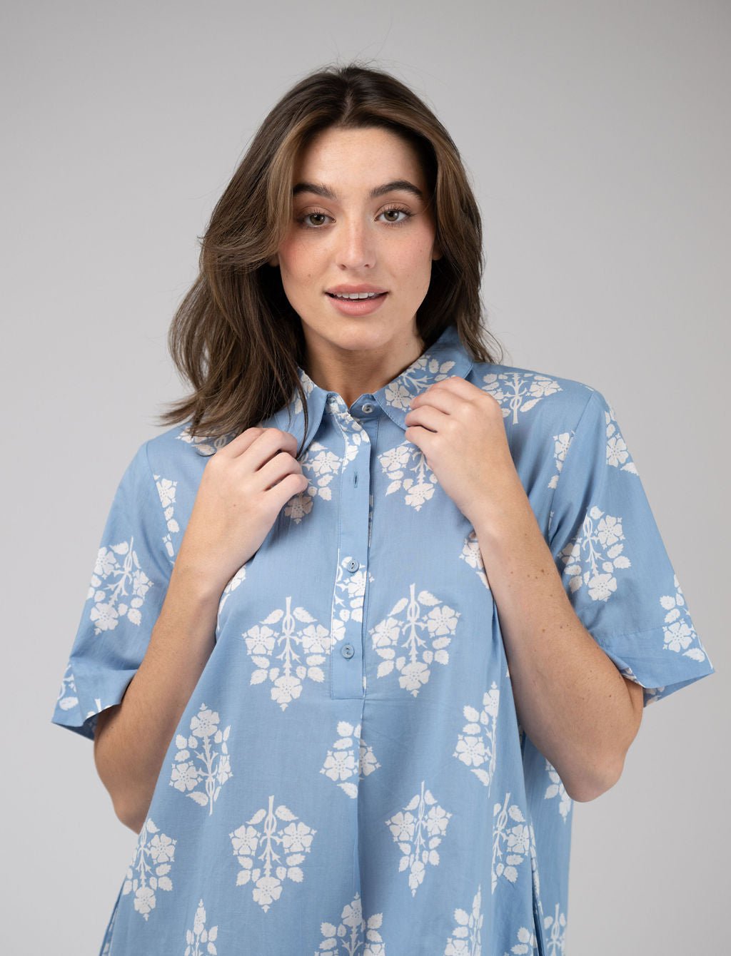 Olive Workshop | The Label Dress The Sconset Shirt Dress | Blue Marigold