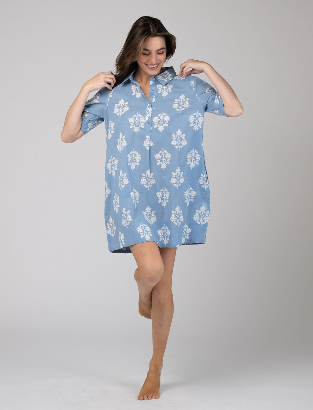 Olive Workshop | The Label Dress The Sconset Shirt Dress | Blue Marigold