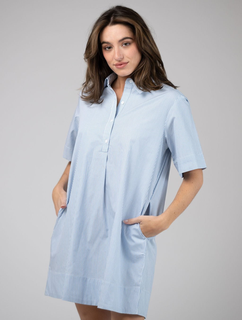 Olive Workshop | The Label Dress The Sconset Shirt Dress | Blue Stripe
