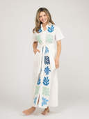 The Elle Maxi Dress | White Aqua Appliqué