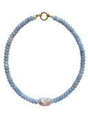 Light Blue Candy Layering Necklace with Freshwater Baroque Pearl