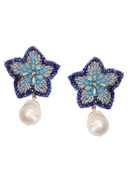 Starfish Pearl Earrings in Navy