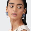 Olivia Dar Earrings Starfish Pearl Earrings in Navy