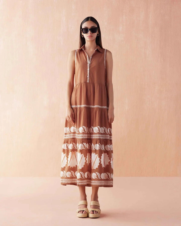 Omika Dress Emeline Maxi in Marla Cardamom