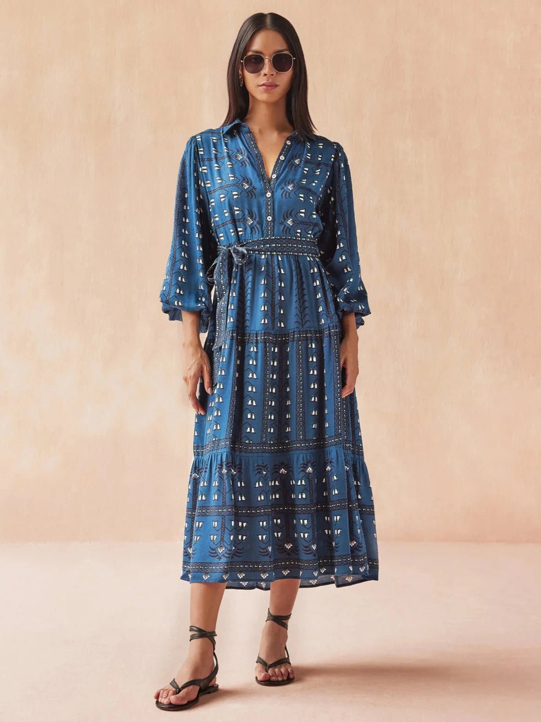 Omika Dress Emery Maxi in Malva Indigo