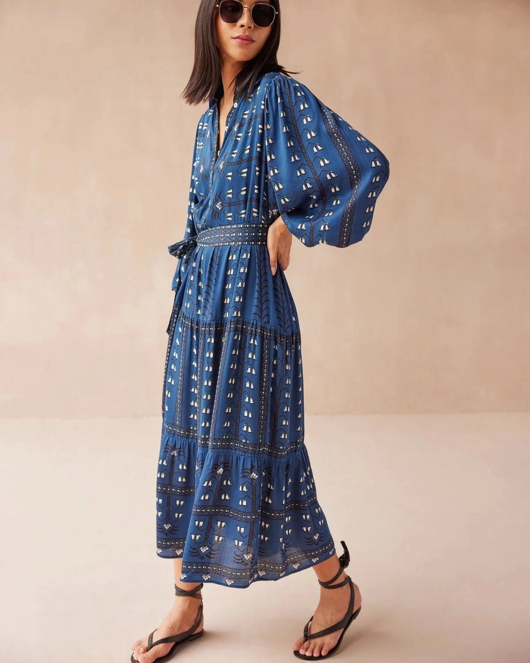 Omika Dress Emery Maxi in Malva Indigo