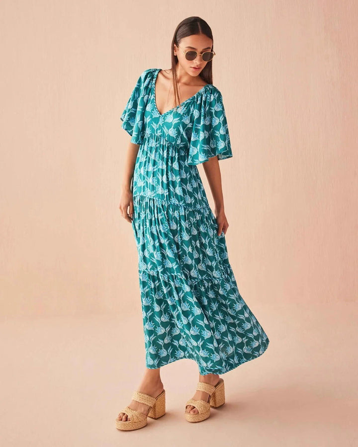 Omika Dress Holis Maxi in Nicobar Mantis