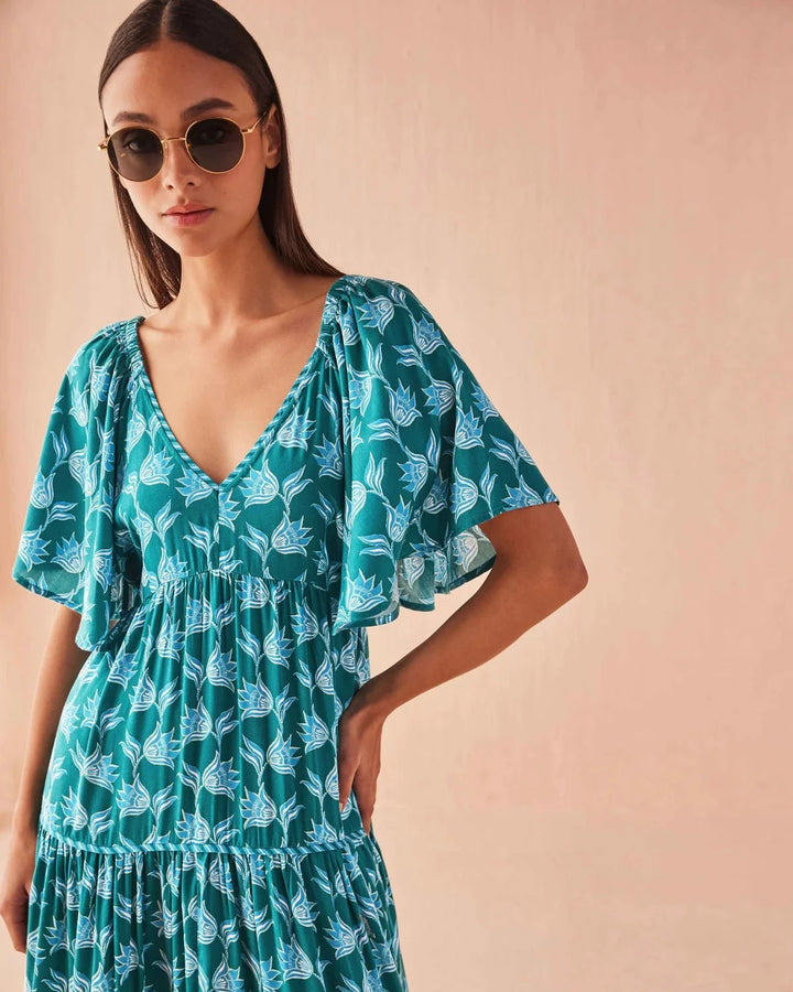 Omika Dress Holis Maxi in Nicobar Mantis