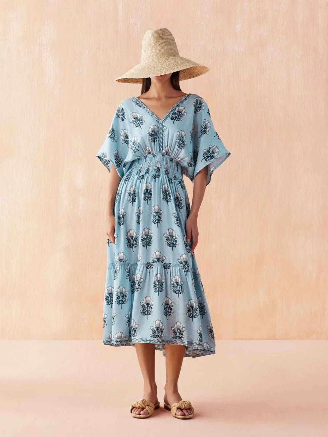 Omika Dress Mindi Midi in Milo Lake