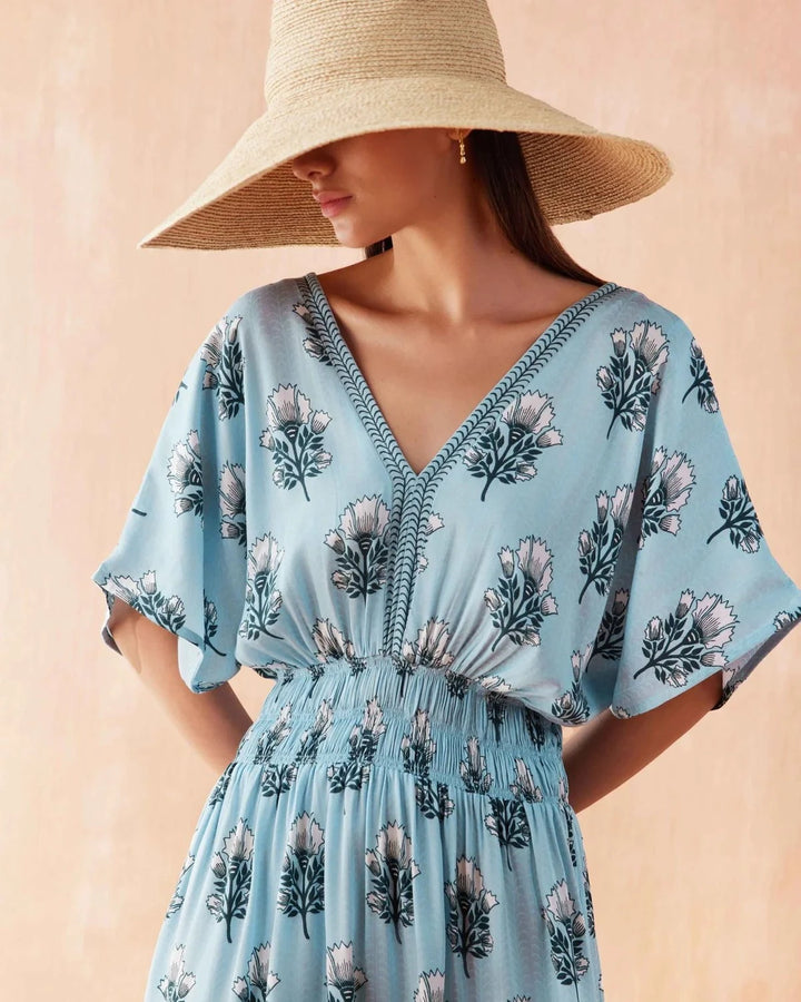 Omika Dress Mindi Midi in Milo Lake