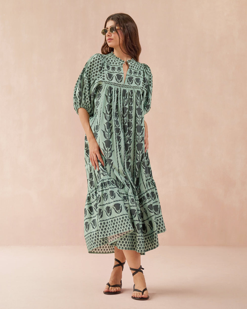 Omika Dress Wren Midi Dress in Reya Willow