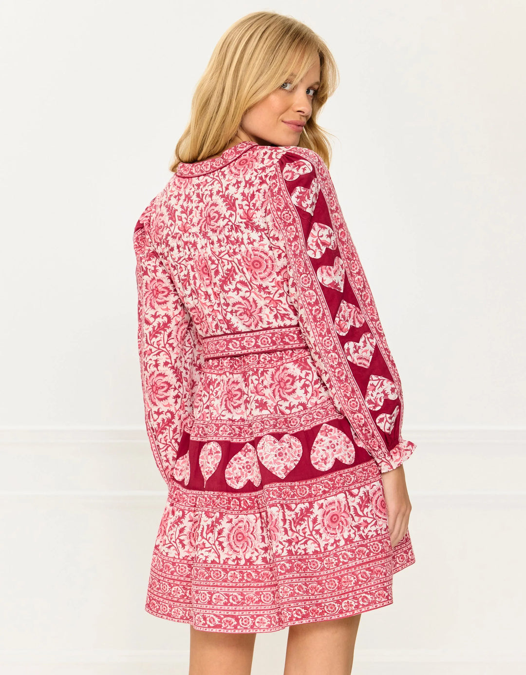 Gemma Mini Dress in Burgundy Patchwork