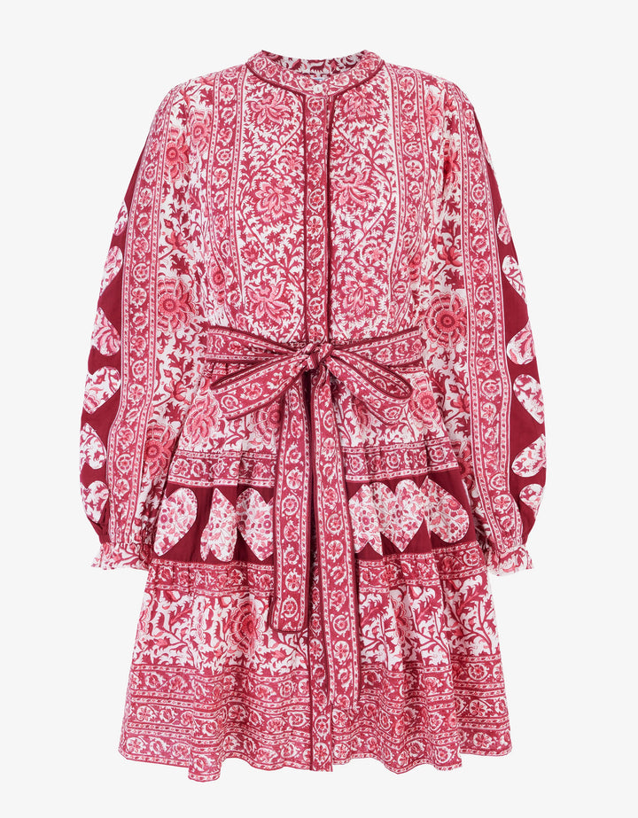 Gemma Mini Dress in Burgundy Patchwork