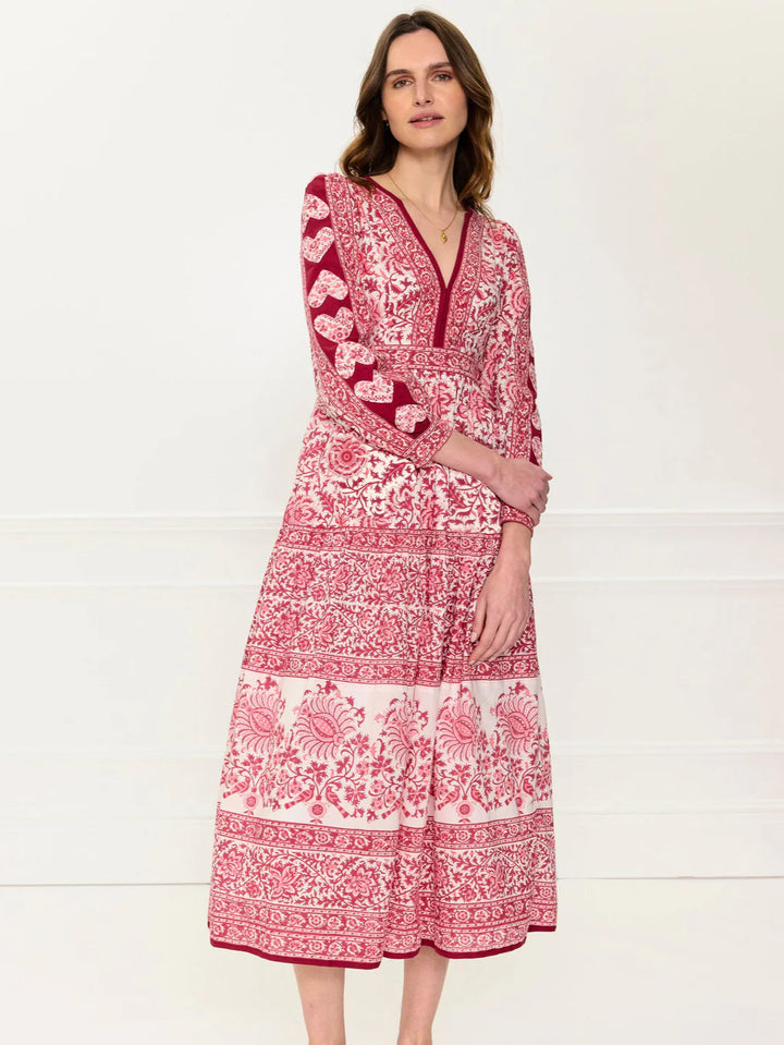 Olive Dress in Burgundy Patchwork