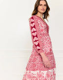Olive Dress in Burgundy Patchwork