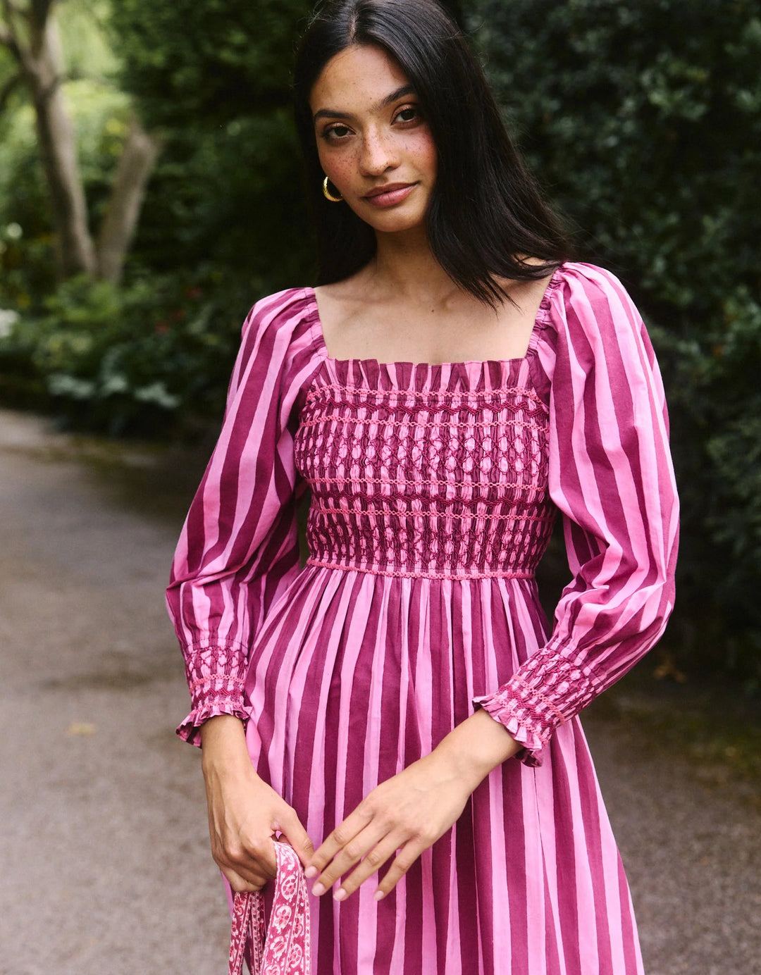 Florence Dress in Burgundy Stripe
